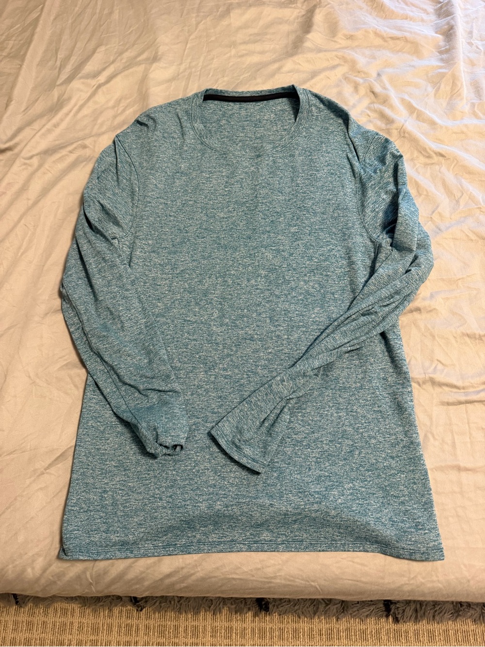 lululemon athletica Long Sleeve Crewneck in Heather Teal Blue-Green